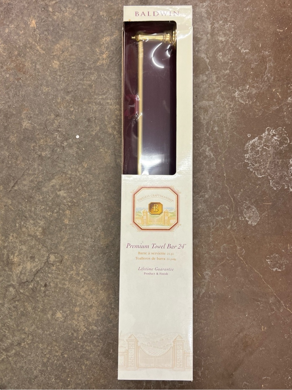 baldwin Gold and Maroon Text Product Label
